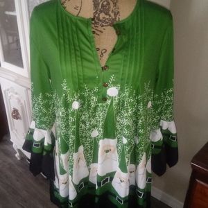 L/s Santa Themed Blouse